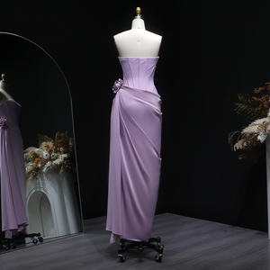 シャロンはSF042ドバイストラップレスラベンダープロムドレス、レーススリーブレスプリーツフロア丈フォーマルイブニングドレス、在庫なしと言いました。 - Product Image 6