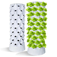 Kit Tanam Hidroponik Rumah Tangga Besar Indoor/Outdoor 10 Lapis 80 Pot Sistem Menara Kebun Vertikal Hasil Tinggi Plastik ABS Kelas Makanan