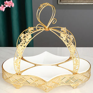 Arabic Decoration Snack Serving Plates Luxury Metal Iron Gold Sugar Dry Fruit Snack <strong>Candy</strong> Serving <strong>Tray</strong> - Product Image 5