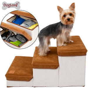 Luxe 3-traps opvouwbare honden- en puppytrap, stijlvolle dierenhuisdierentrap met opbergbox, opvouwbaar bedaccessoire - Product Image 1
