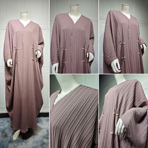 077 di alta qualità modesto Dubai <span class=keywords><strong>Aya</strong></span> donna abito musulmano Turkiye <span class=keywords><strong>a</strong></span> righe Casual taglie forti musulmano Cardigan donna abito Femme - Product Image 6