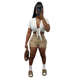 <strong>Women's</strong> Trendy Casual Summer Solid Color Workout <strong>Shorts</strong> Multi-Pockets Button Custom Logo <strong>Cargo</strong> <strong>Shorts</strong> for Outdoor Activities - Product Image 2