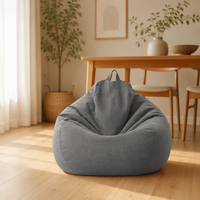 Fauteuils poufs en gros IStapromo – Fauteuil pouf une place en tissu de lin doux, forme goutte d'eau, housse amovible, pour adultes et enfants, style japonais