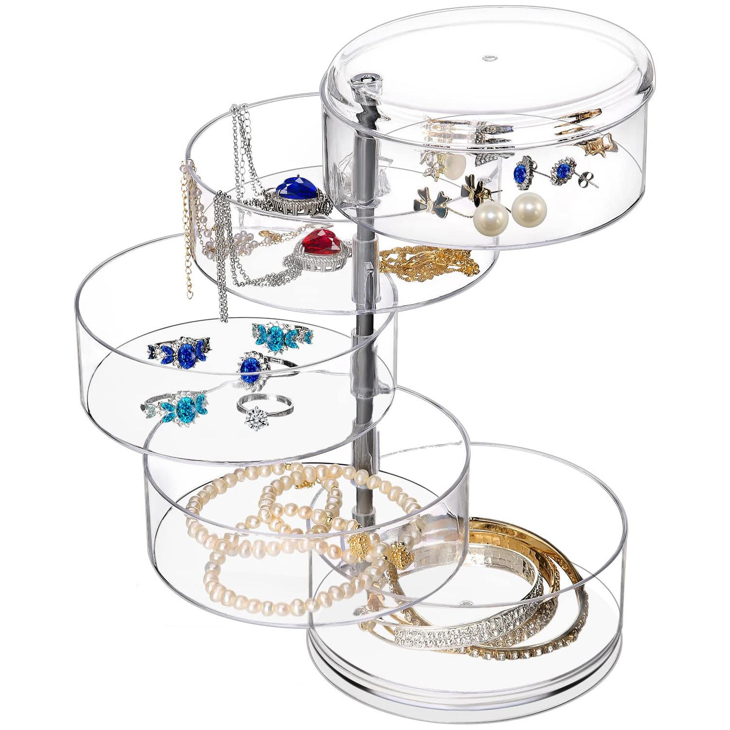 Boîte à bijoux rotative à trois couches