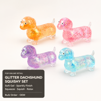 Mainan Squishy Dachshund Berkilau Warna-Warni, Slow Rising TPR, Anjing Sosis Penghilang Stres, Gel Isi, Hadiah Grosir