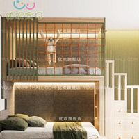 Apartment-Etagenbett für Kinder & Erwachsene Massivholz Minimalistisches Design Multifunktionales Hochbett Platzsparendes Bett