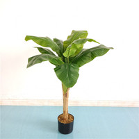 Bananes artificielles en plastique de haute qualité, 105 cm, 5 feuilles vertes, décoration intérieure pour sol/table, durables et écologiques