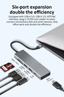 Hub USB C Adaptateur Multiport 6 en 1 USB C Dongle avec 2 USB-A 100W PD Charge 4K HDTV SD/TF Lecteur de Carte Compatible avec MacBook