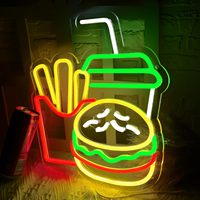 Enseigne néon LED haute visibilité pour hamburgers et frites – Signalétique professionnelle pour restaurants et décorations de magasins de restauration rapide