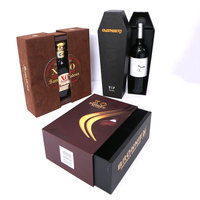 Caja de Regalo de Lujo para Whisky y Vodka al por Mayor con Laminación Mate, Diseño de Doble Puerta, Logotipo Personalizado en Lámina Dorada, Embalaje Reciclable