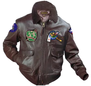 Men's Flying Tigers G-1 Bomber Jacket Customized Patches Genuine Leather Jacket With Customized Size - Wholesale Price