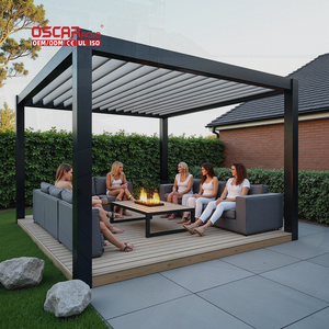 Pérgola Ajustable de Aluminio Moderna para Exteriores, Estructura de <span class=keywords><strong>Celosía</strong></span> Sombreada para Patio, Jardín o Balcón - Product Image 1