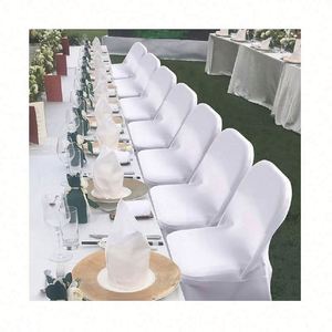 Housses de chaise de mariage rétro portables en polyester blanc, extensibles et élastiques, pour chaises pliantes, pour banquets, événements et fêtes - Product Image 1