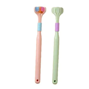 Premium doux triple poils 360 brosse à dents trois têtes adulte manuel trois côtés brosse à dents