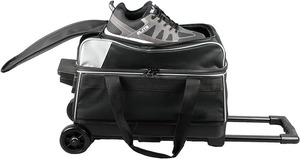 Deux balles dans un sac de bowling rétro brunswick Plusieurs sacs de bowling à rouleaux utiles avec roues et une section de chaussures spacieuse - Product Image 2