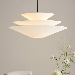 Lampe suspendue moderne blanche ronde E27 avec interrupteur pour salle à manger, café, décoration - Product Image 1