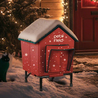 Maison pour animaux de compagnie en tissu chauffant d'hiver, durable et élégante pour l'extérieur, pour chats et chiens, chaude, coupe-vent, pliable, de forme rectangulaire, avec fermeture éclair