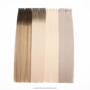 Extensions de cheveux à bandes de 22 pouces, 100% cheveux humains vierges russes, 100% Remy, lisses, double trame, extensions à bandes de cheveux humains - Product Image 4
