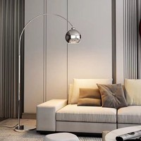 Lampe sur pied moderne Arc Fishing, hauteur télescopique réglable, base chromée électrolytique, en fer, pour la décoration du salon