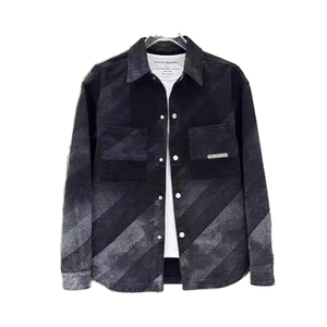 Veste polaire réversible haut de gamme pour homme, finition denim dégradé 500g, hiver, logo frontal - Product Image 1