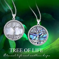 Qianconversion — collier en argent sterling 925, pendentif mère de perle, coquille d'abalone, coquille d'arbre de vie