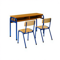Mobilier scolaire direct usine : Ensemble bureau et chaise en bois 2 places pour projets pédagogiques en classe
