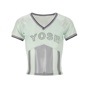 Custom Women's Basketball Jersey Graphic Rhinestone Print Tank Top V-Neck Slim Fit <b>Polyester</b> <b>TShirts</b> Street Wear Cropped Top - Product Image 4