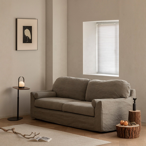 Divano in Tessuto di Lino Bianco Stile Giapponese Wabi Sabi Nordico per Due o Tre Persone, Sfoderabile e Lavabile, Arredamento Compatto - Product Image 6