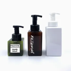 Özel kare 250ml 450ml 650ml köpük sabunluk banyo duş jeli şampuan losyon yüz temizleyici pompa doldurulabilir şişe