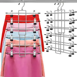 6 Tiers Folding Clothes Hanger Calças Casaco Saia Cabide De Roupas De Poupança De Espaço
