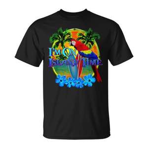 Camiseta I'm On Island Time Tropical Beach para Adultos Unisex Negra 100% Algodón Ropa de Verano para Vacaciones - Product Image 1