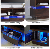Meubles de salon intelligents de luxe Docarelife Table centrale en bois carrée Morden Table basse lumineuse LED haute brillance
