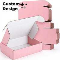 Boîtes en carton ondulé personnalisables rose/blanc/noir, emballage cadeau haut de gamme étanche pour petites entreprises, gaufrage et éponge