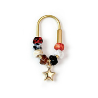 Porte-clés en U fait main avec perles, breloque de sac multicolore à perles irrégulières, pendentif étoile dorée, accessoire de sac pour femmes, vente en gros