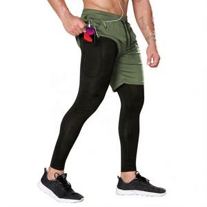 2 en 1 Gym Wear Cross Fit Shorts Mens Workout Short Sports Running With Inner Phone Pockets Compression - Product Image 1