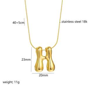 Gran oferta, cadena de acero inoxidable, globo, 26 letras del alfabeto, collar de letras iniciales de burbujas de acero inoxidable - Product Image 2