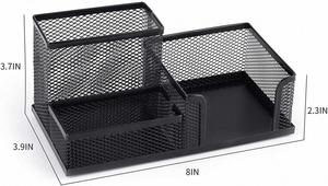 Mesh Pen Holder - Multipurpose <b>Large</b> Capacity Office Supplies with Sticky Notes Holder and 3 Compartments Mesh <b>Desk</b> Organizers - Product Image 3