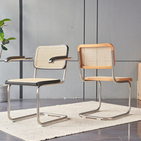 Chaise de salle à manger classique en velours blanc Antique, avec dossier en canne, vente en gros