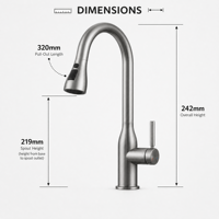 Robinet de cuisine flexible OEM à 3 modes, mitigeur en acier inoxydable 304, robinet de cuisine à poignée unique pour cuisine moderne