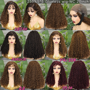 Pelucas de cabello humano FH 250% 4C con línea de cabello natural y baby hair, peluca frontal de encaje sin pegamento 5x5 con rizos tipo Pissy y raya en C - Product Image 6