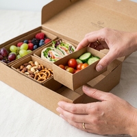 Boîte alimentaire jetable en carton kraft avec séparateurs, plateau de service à emporter pour traiteur