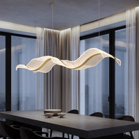 Lustre de restaurant en ruban, design artistique de luxe léger, style vague, simplicité moderne, pour réception d'hôtel et comptoir de bar, complet