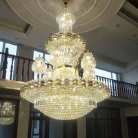 Lustre en cristal et fer forgé sur mesure, style luxueux, pour hall d'hôtel, restaurant, salle de banquet
