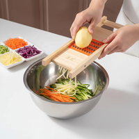 Hachoir à légumes et mandoline professionnel en bois massif, pour oignon et pomme de terre, avec lames de 4,5 mm pour julienne extra large, manuel, facile à nettoyer