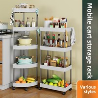 En gros, Étagère de rangement mobile multi-niveaux en acier inoxydable, sur pied, pour espaces étroits de cuisine et espaces restreints de salle de bain