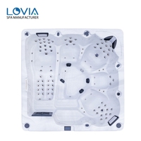 LOVIA Spa de Luxe Carré Extérieur à Hydrojets, Bain à Remous Économe en Énergie Balboa, Jacuzzi 5 Personnes