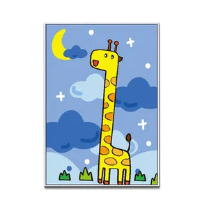 定制挂帆布画晚安儿童墙艺术长颈鹿动物集儿童房墙装饰