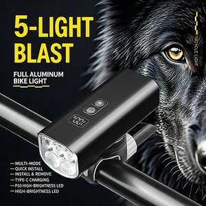 防水可充电 Type-C 充电 LED 山地自行车前灯 铝合金手电筒 适合夜间骑行 - Product Image 5