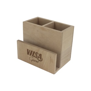 Natural Beech Wood Material <strong>Kitchen</strong> and Bar Table Top Wooden Condiment Storage Box with Chalkboard - Product Image 1