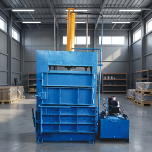 Presse à balles hydraulique pour vêtements usagés, avec système de levage de caisses, compacteur bleu pour recyclage de déchets - Product Image 5